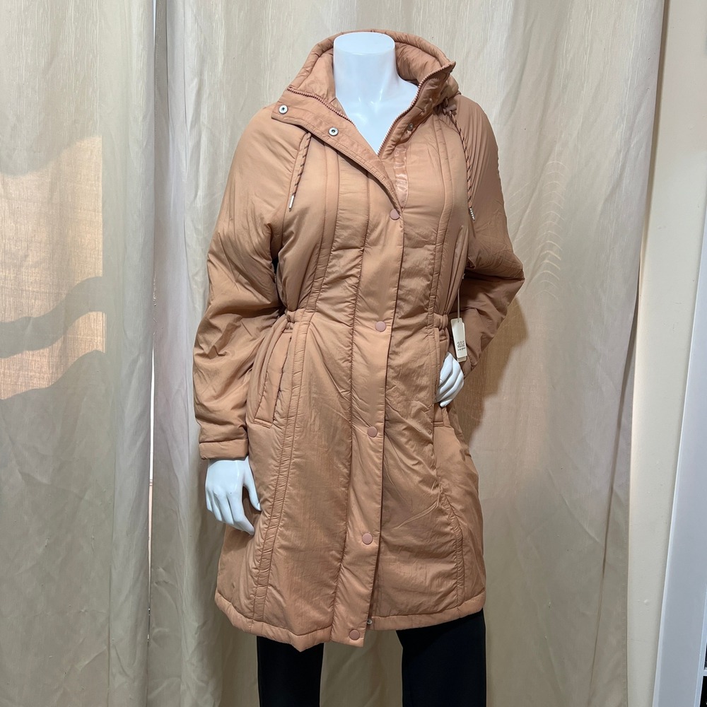 a.n.a Womens Lightweight Parka XS Mocha Mousse Hooded Adjustable Waist